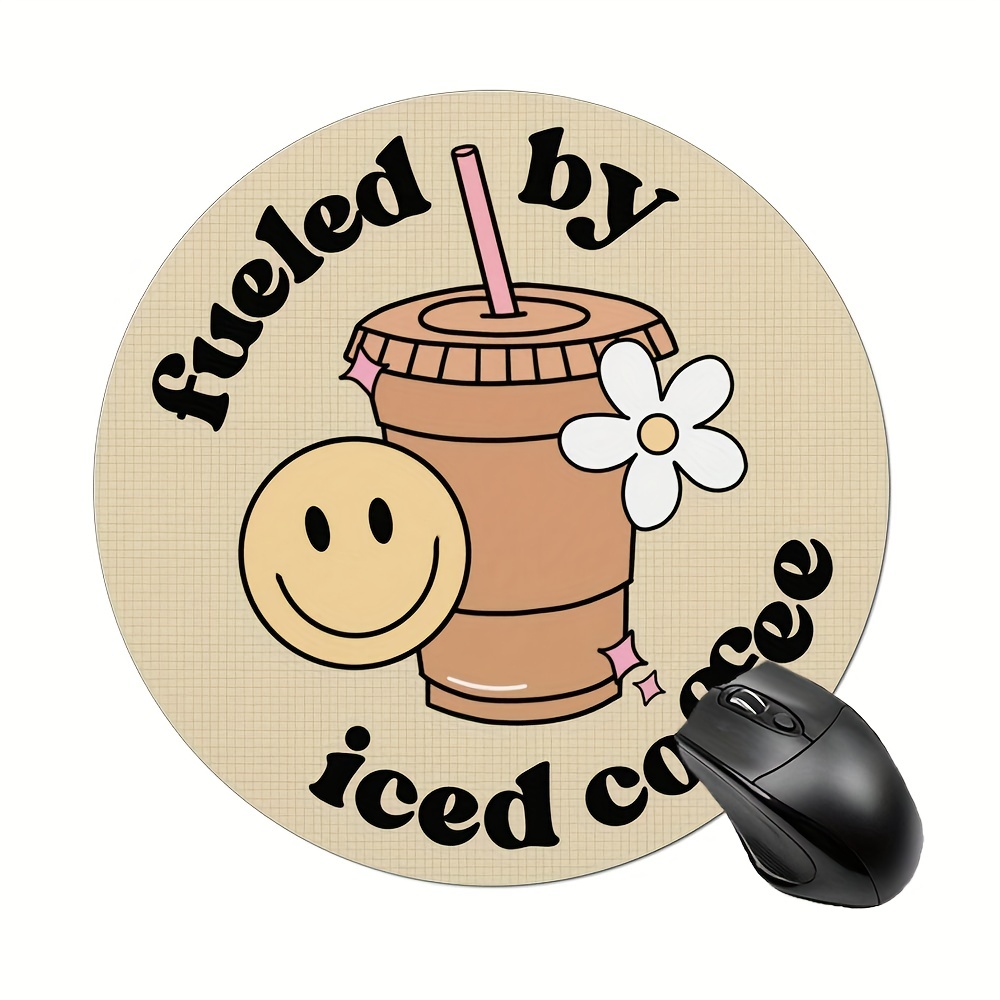 

1pc Gaming Mouse Pad, Fashionable Design For Women, Round Mouse Pad, Non-slip Rubber Mouse Mat, Suitable For Office Computers, Laptops--iced Coffee, 7.8*7.8*0.12inch/ 20*20*0.3cm