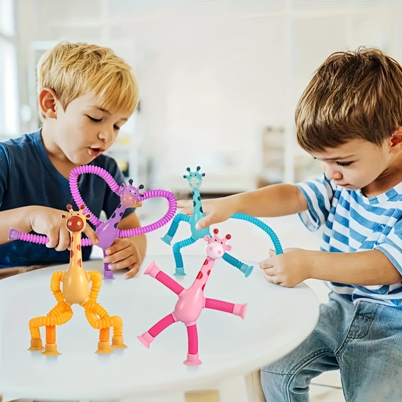 Giocattolo Giraffa con Ventosa Telescopica, 4 Spremere Giocatt per Bambini,  Antistress Bambini, Telescopiche Antistress Gioco, Fidget Toys, Giocattolo