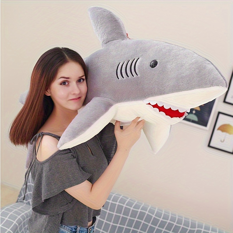 2sizes Giant Shark Plush Toy Soft Stuffed Animal Pillow Cute - Temu