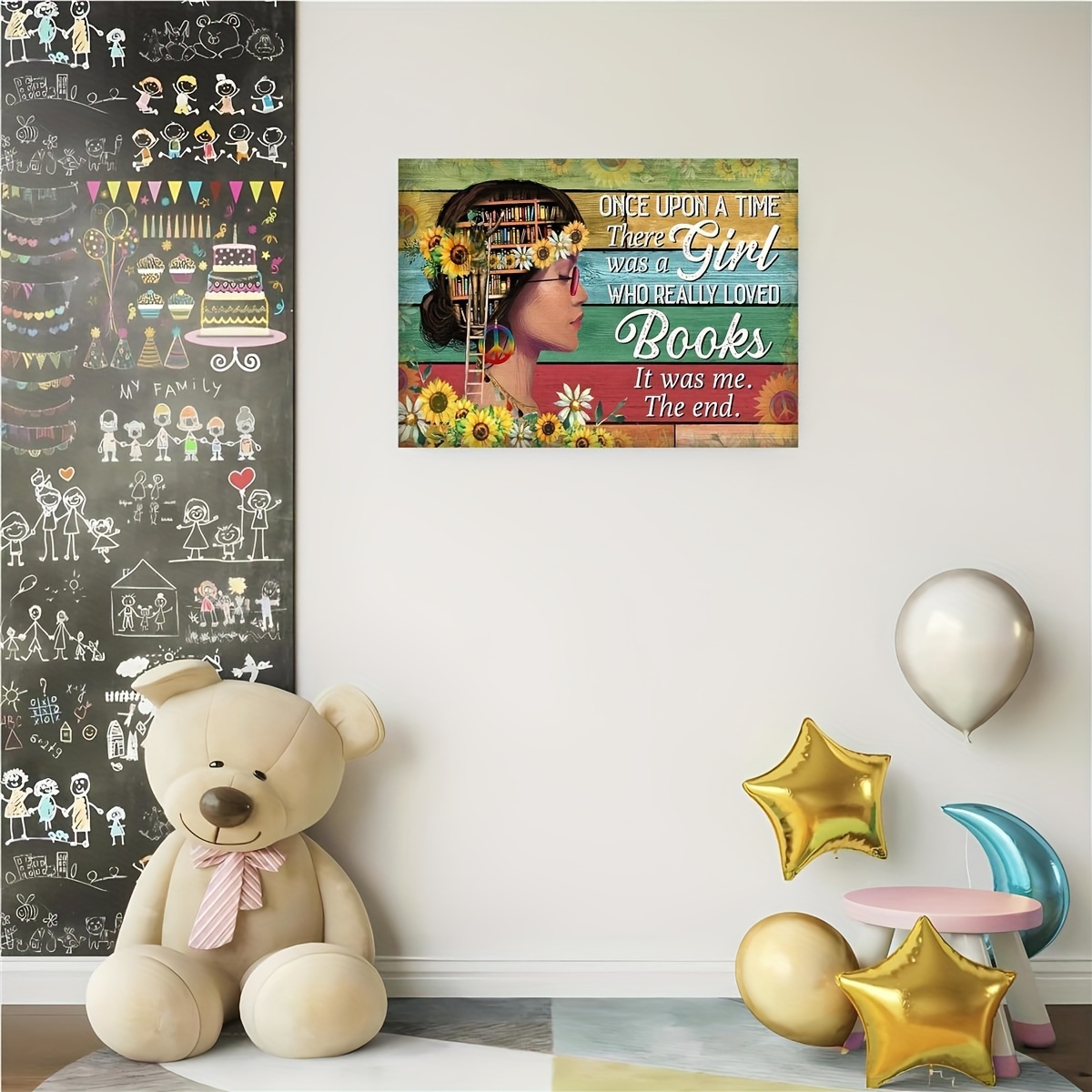 Canvas Painting Upon A Time A Girl Really Loved Books Poster - Temu