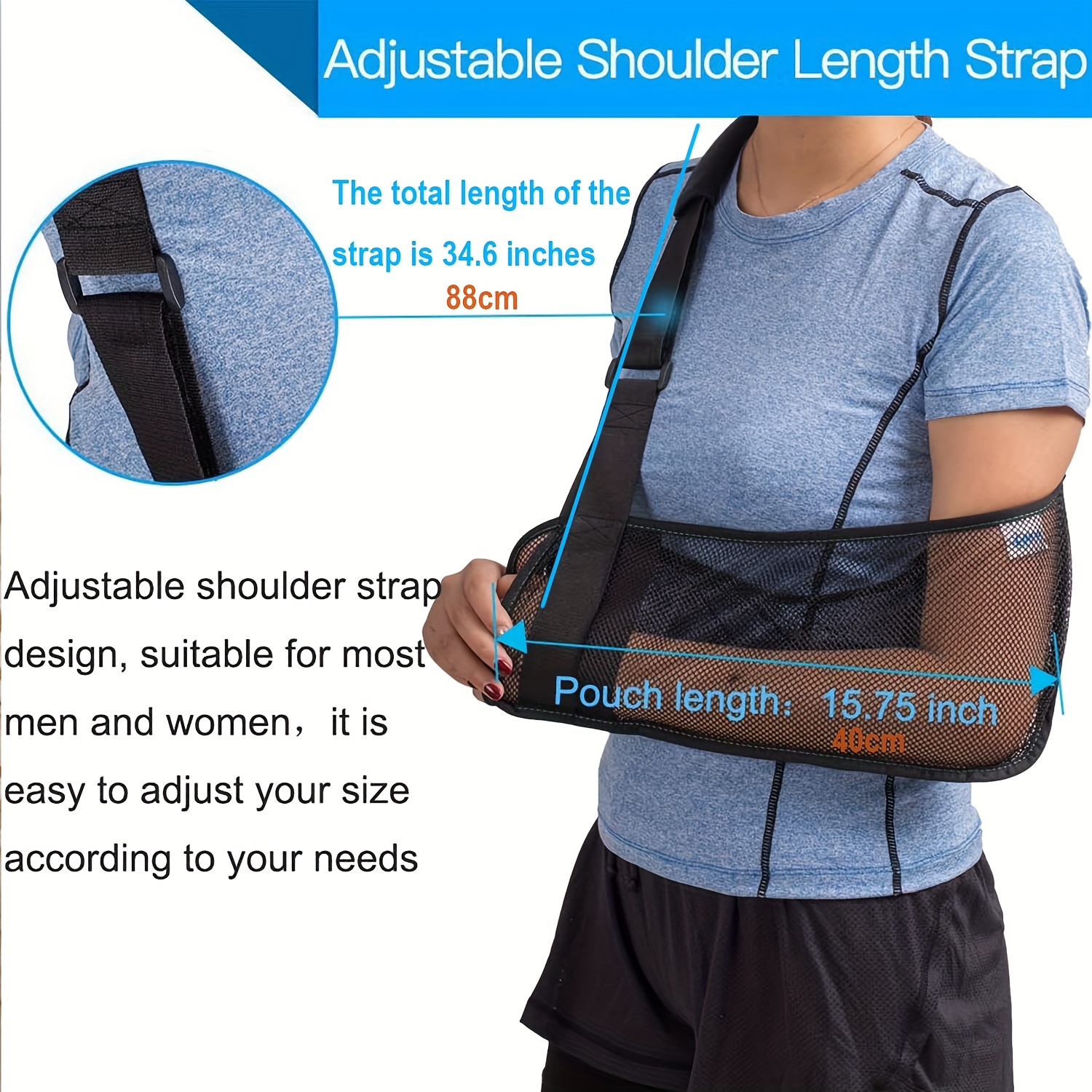 Recovery Shoulder Brace and Arm Sling for Men & Women, Shoulder Compression  for Injury Relief and Adjustable Comfort, Right/Left