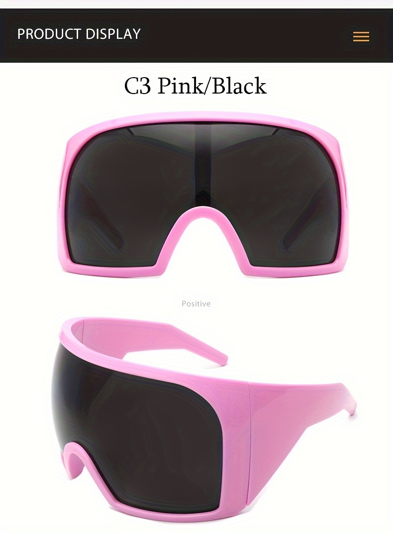 Oversized Wrap Around Sunglasses For Women Men Y2k One-piece Sports ...