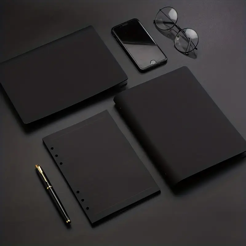 A5 Black Faux Leather Notebook With Blank Inner Page - Temu