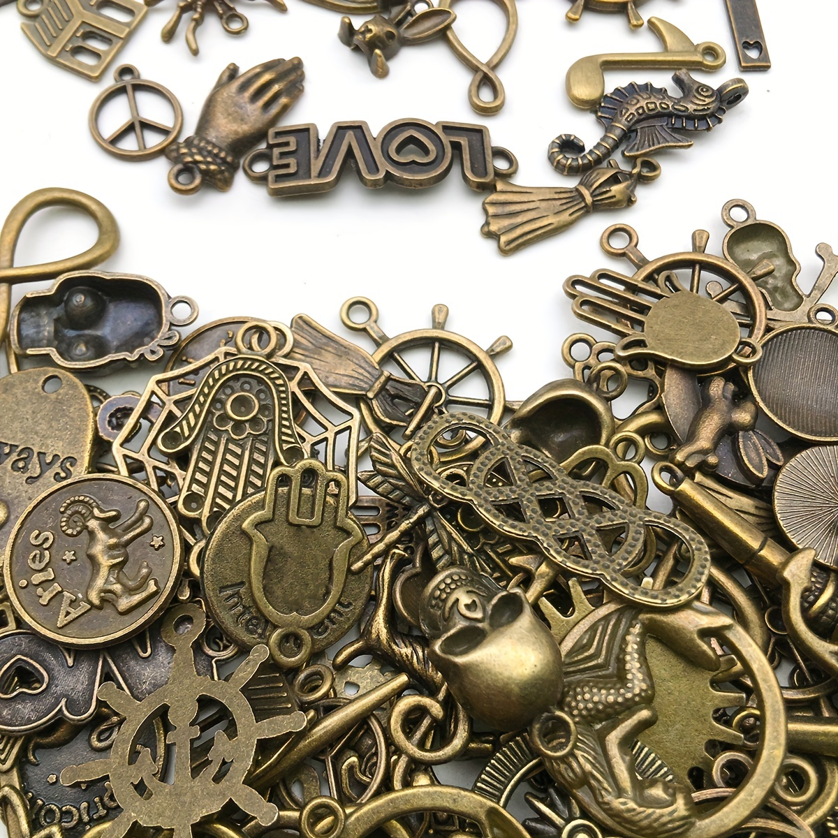 Mix 100pcs/pack Antique Silver Gold Bronze Charms Pendants for