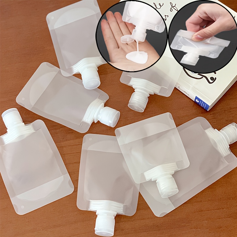 

10pcs 30/50/100ml Portable Lotion Fluid Makeup Packaging Bag Cosmetic Shampoo Suction Bag Reusable Squeeze Stand Up Spout Pouch Refillable Empty Squeeze Pouch Travel Bottle