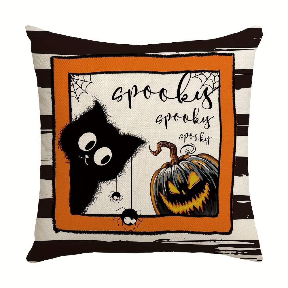 Halloween Black Cat Face Throw Pillow outlet 17