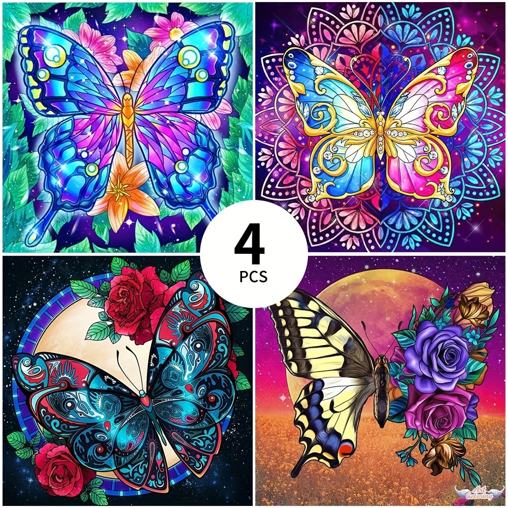 Cheap 5D Diy Diamond Painting Purple Butterfly and Flowers Cross Stitch Set  Full Diamond Embroidery Mosaic Art Picture of Rhinestones Decor Gift