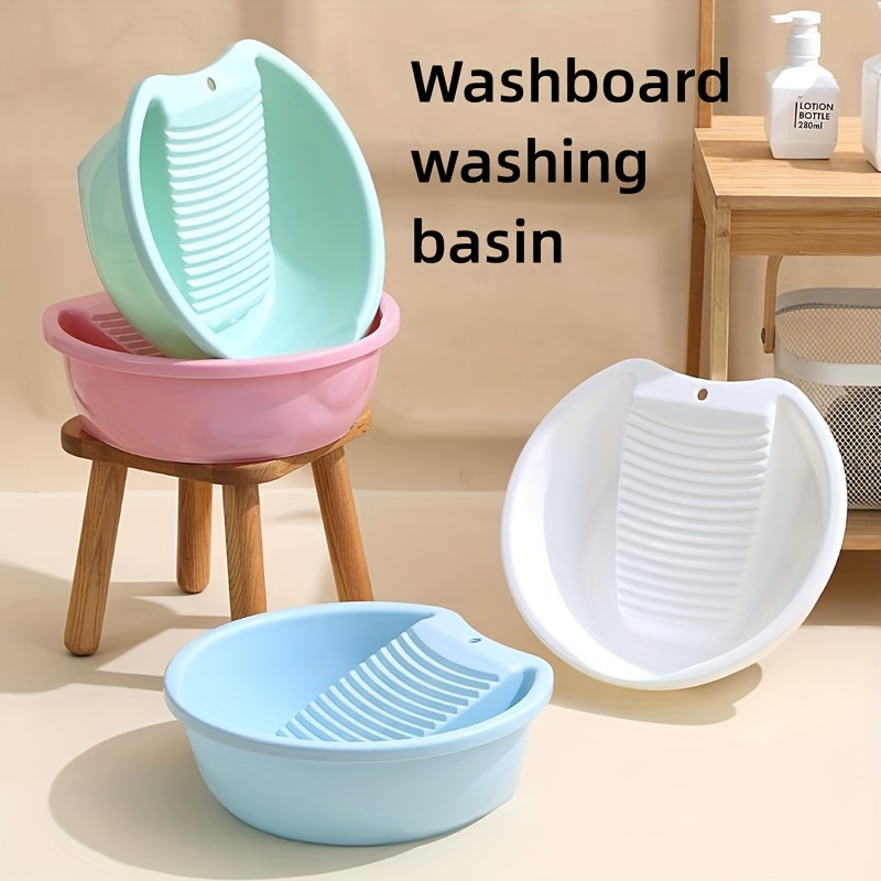MagiDeal Plastic Wash Tub with Washboard, Hand Washing Clothes