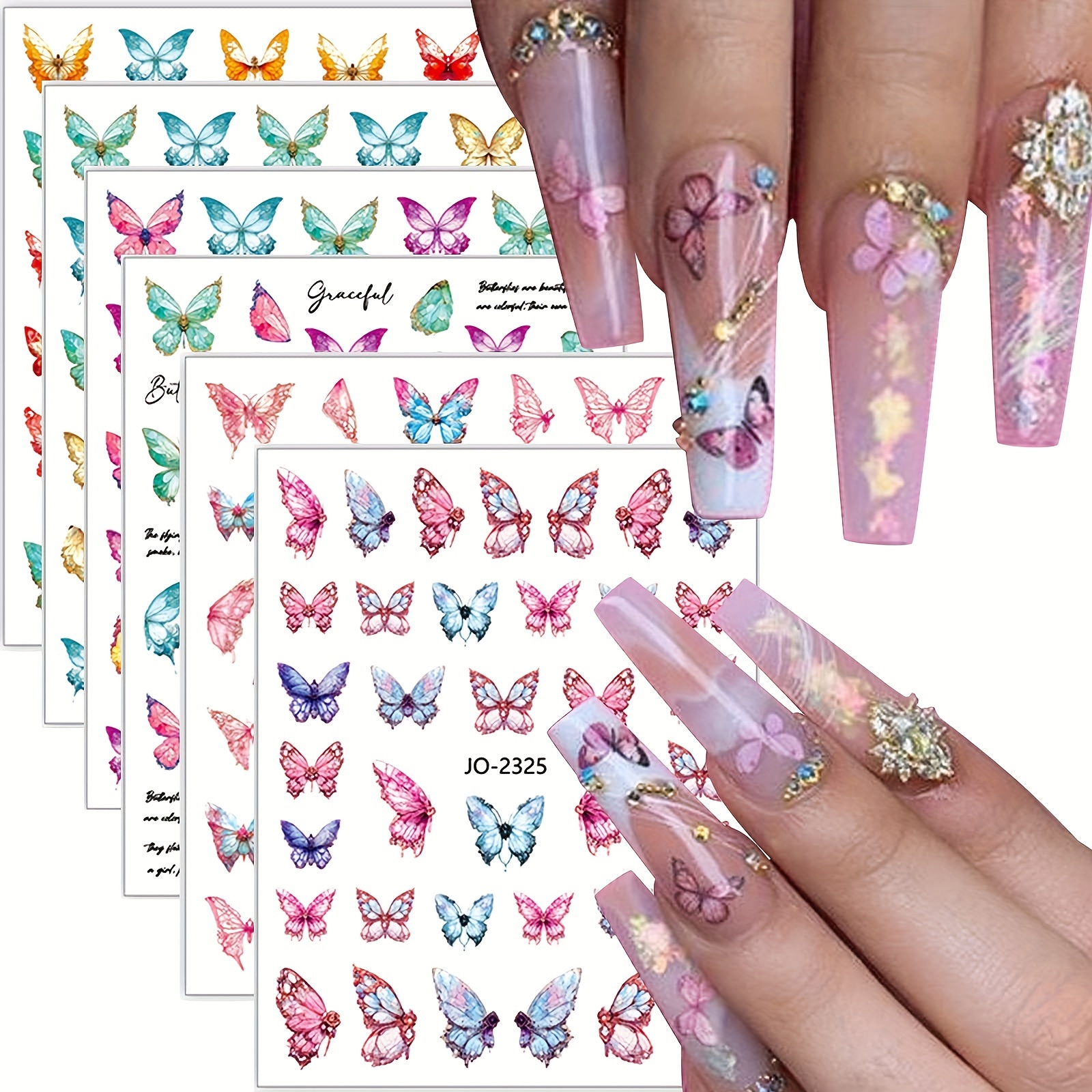 3d Self adhesive Butterfly Nail Art Stickers Add Colorful - Temu