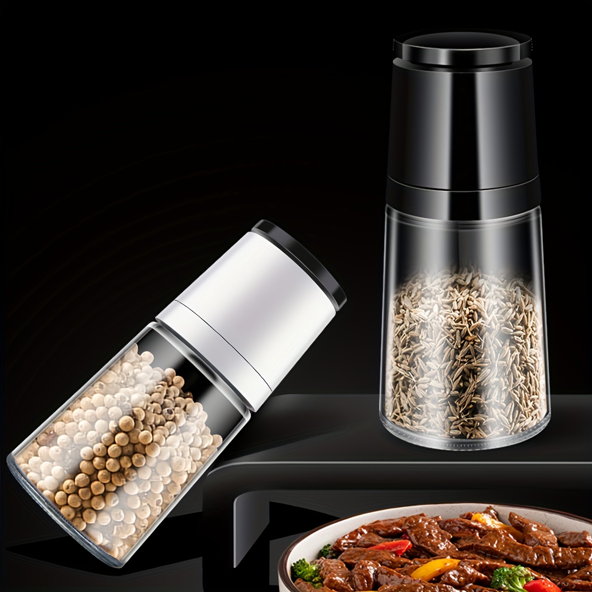 Manual Glass Grinder Black Pepper Sichuan Pepper Sea Salt Stainless Steel  Ceramic Core Seasoning Sprinkler Bottle - Temu