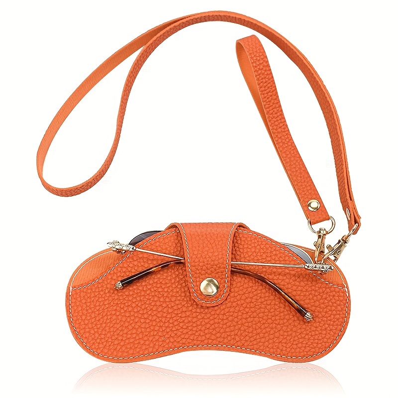 Stylish PU Leather Sunglasses Case Snap Closure