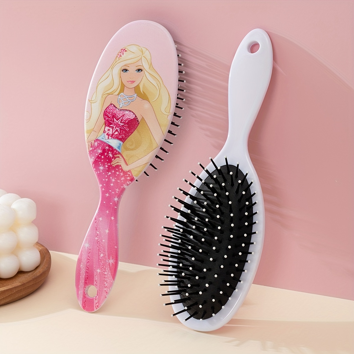 3pcs Barbie Hair Accessory, Girls Barbie Cosmetic Handheld Mirror Barbie  Hair Brush Barbie Pink Hairpin Hair Clip Gifts For Kids