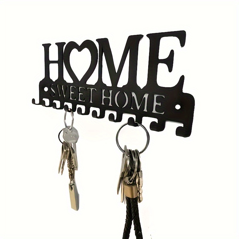 Estante para llaves para colgar en la pared del hogar, ganchos de Metal  negro para llaves, organizador decorativo para llaves para porche,  dormitorio