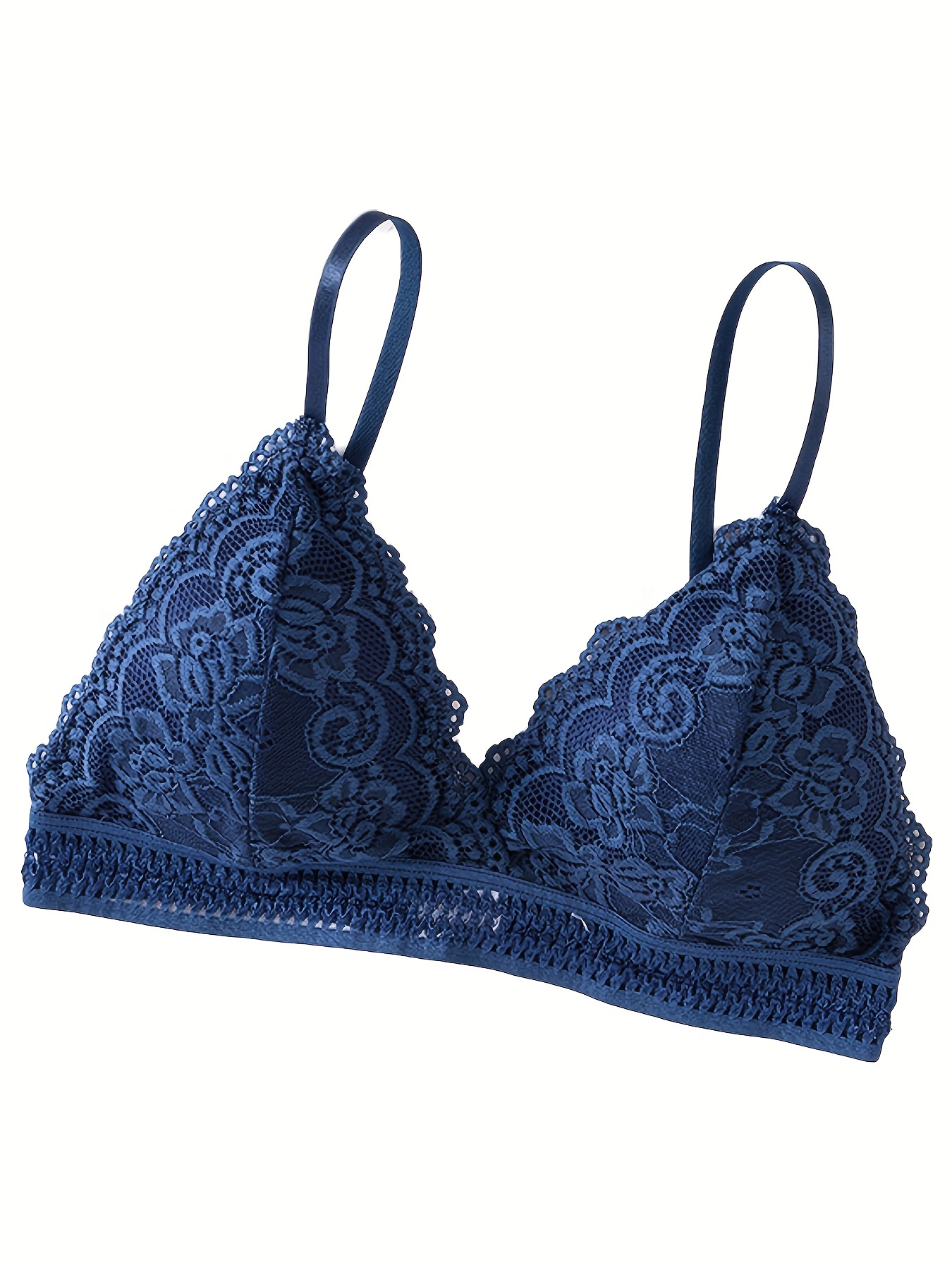 Thin French Lace Pattern Triangle Bras Solid Comfortable - Temu
