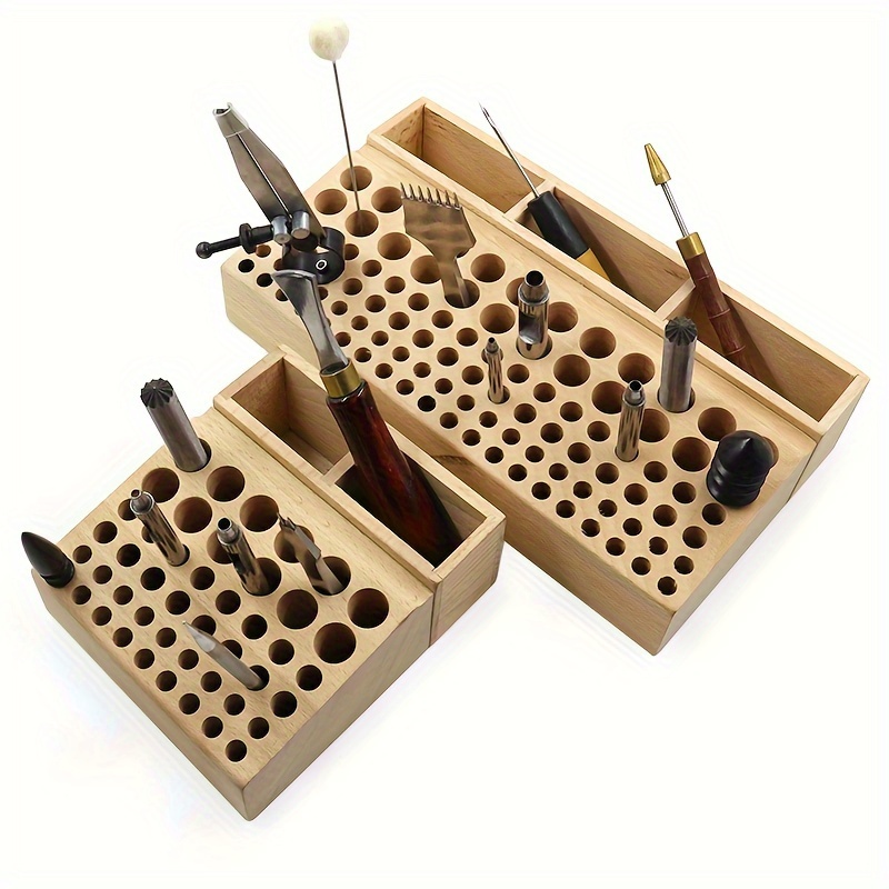 98 Holes Leather Holder Tool Wood Stamping Punch Craft Rack Craft Tool  Organizer