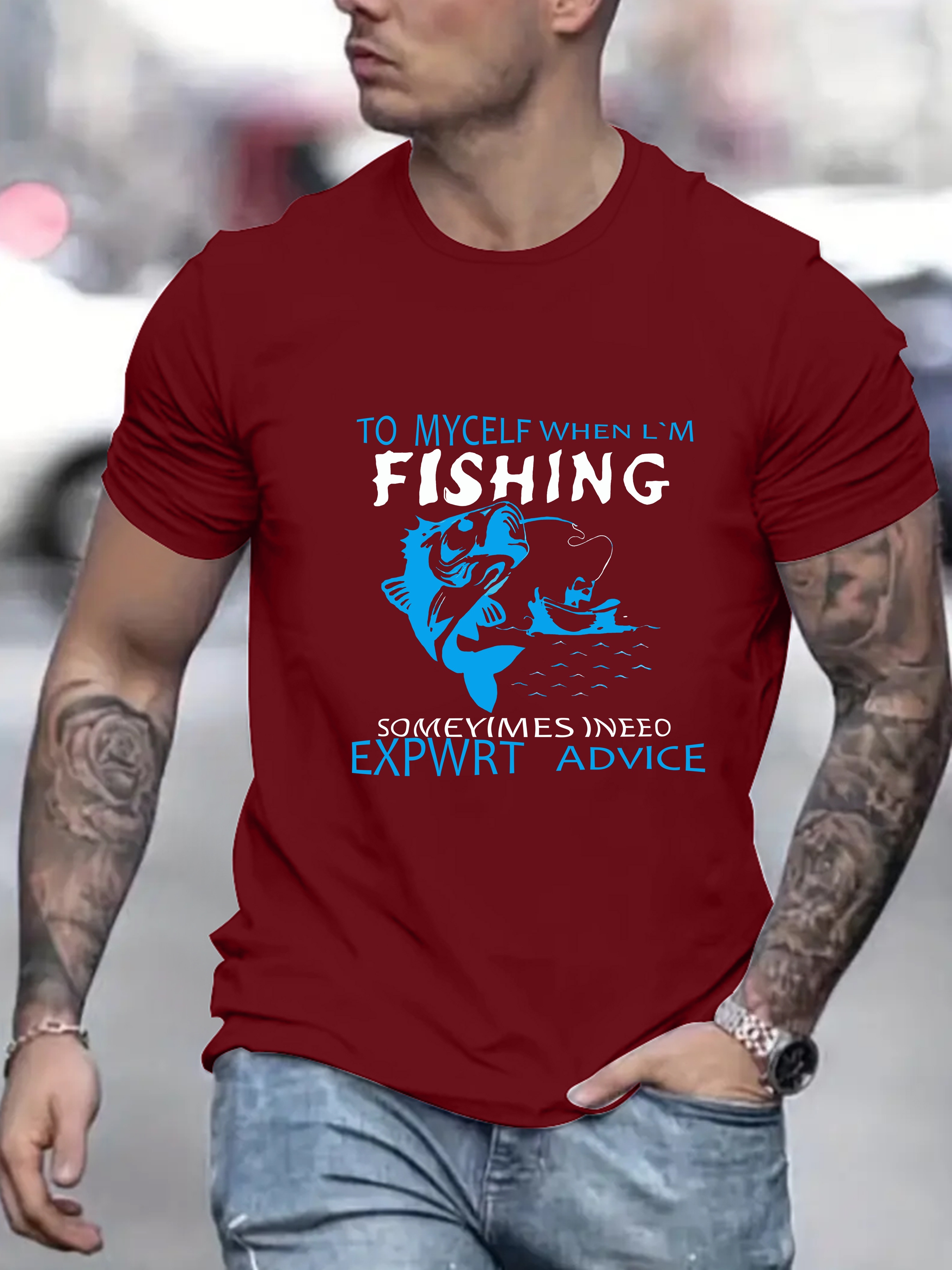Fishing Man Silhouette Graphic Print Casual Breathable Comfy - Temu