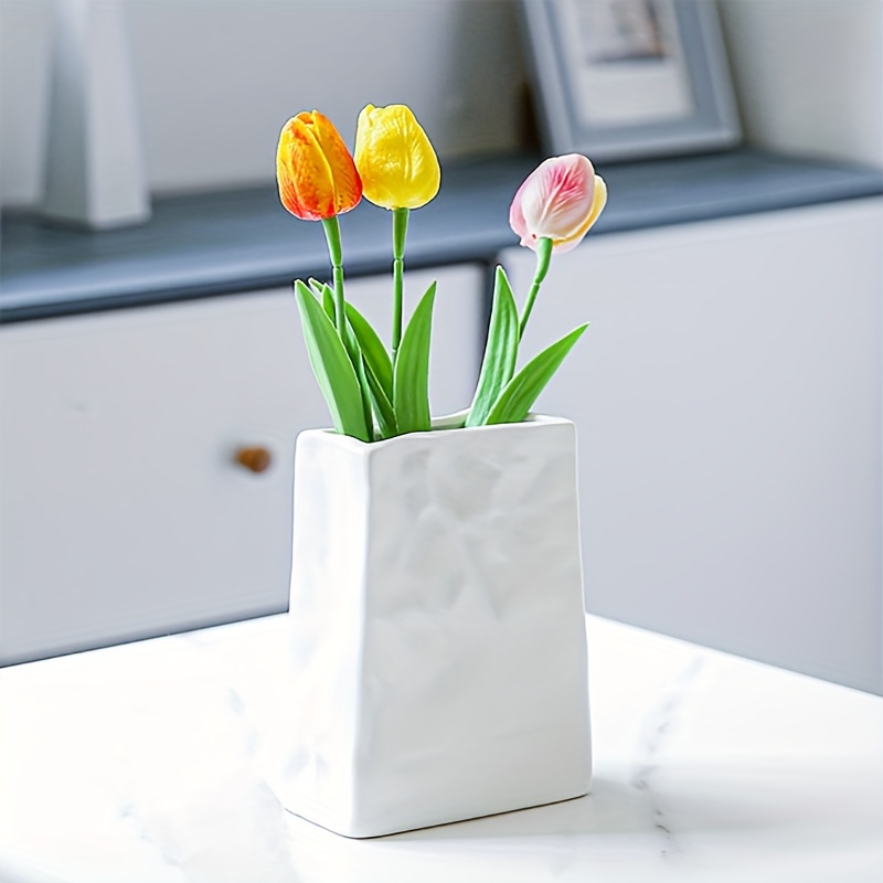 Paper Bag Vase, Unique Crinkle Grab Design Matte Ceramic Vase, Boho Flower  Vase for Modern Home Deco…See more Paper Bag Vase, Unique Crinkle Grab