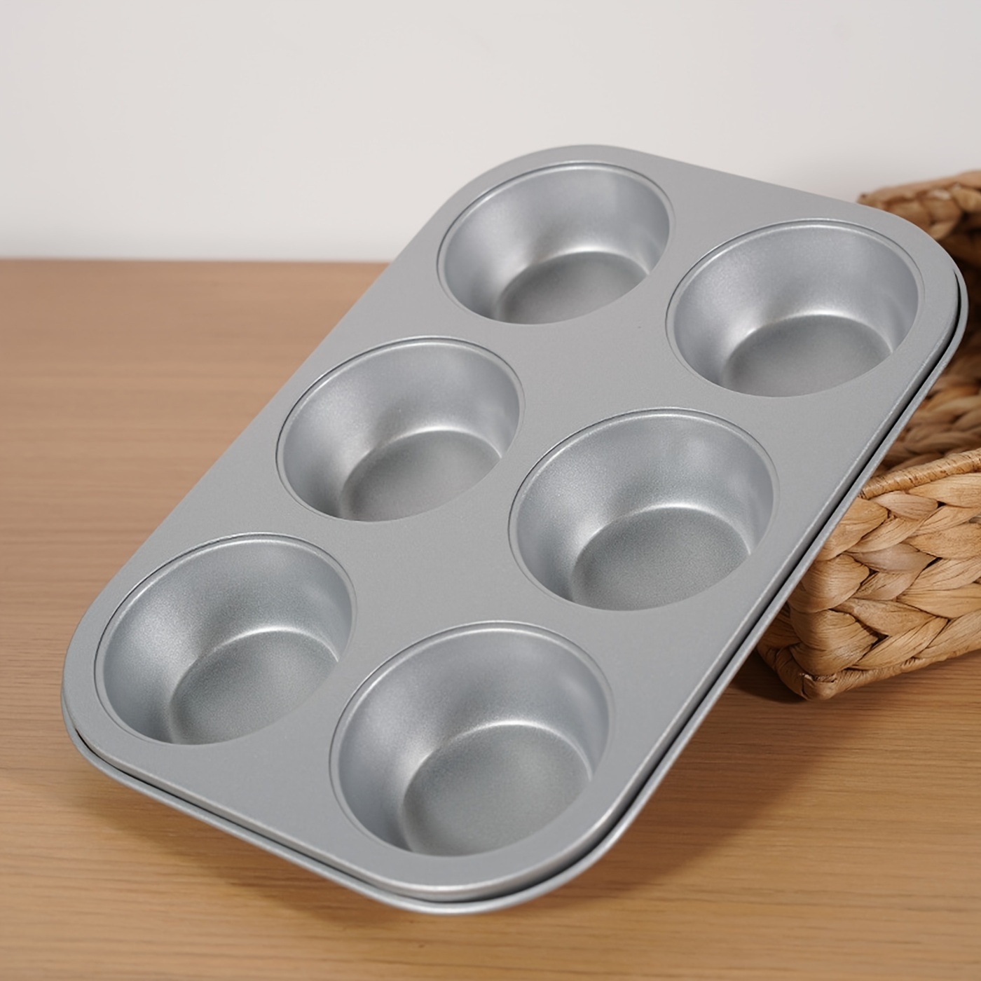 PME pme carbon steel non stick bakeware 6 cup large muffin pan, standard,  silver