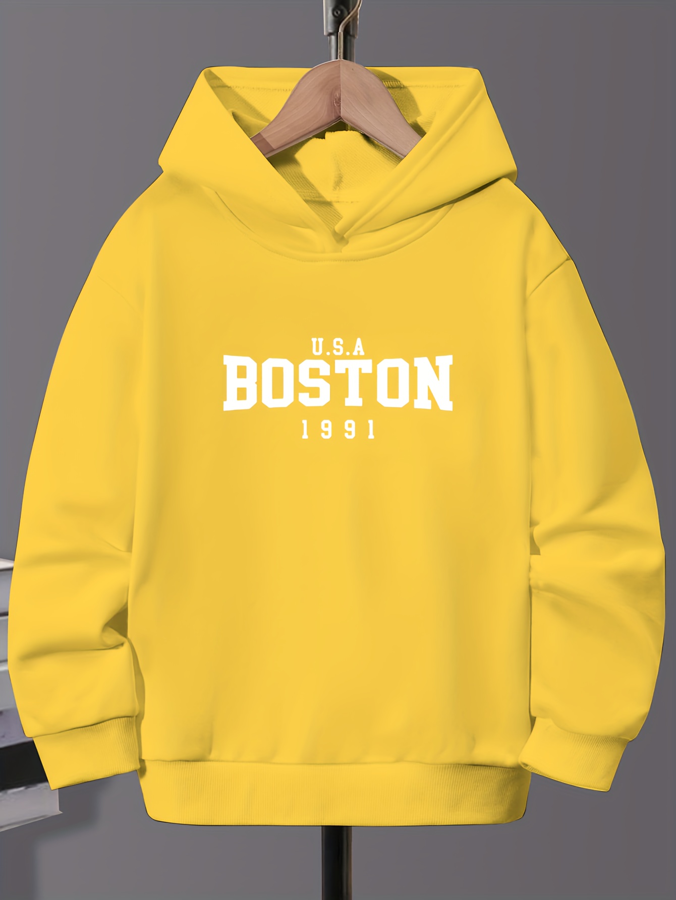Boston Print Hoodies for Girls, Graphic Hoodie, Comfy Loose Trendy Hooded Pullover,$9.99,130,Bright Yellow,Temu