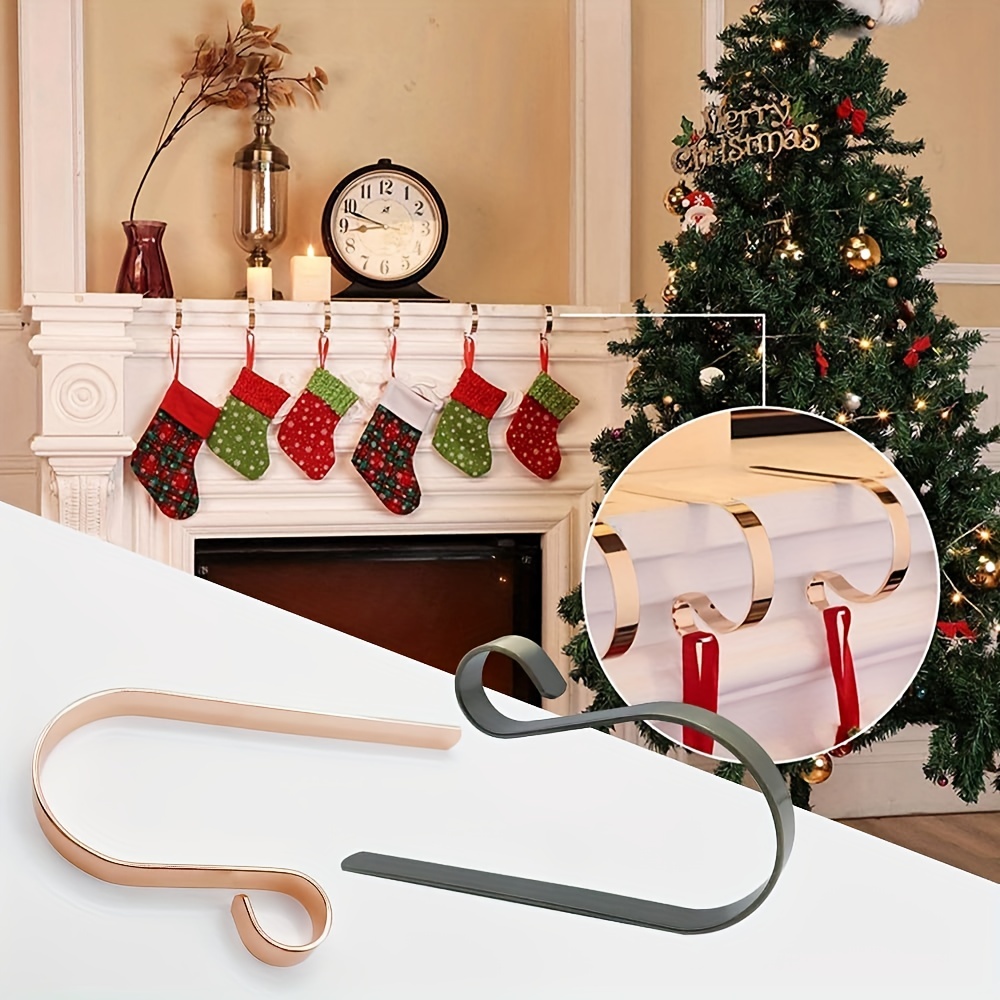 1/2/4pcs Christmas Stocking Hangers Holders Mantle Socks Hook