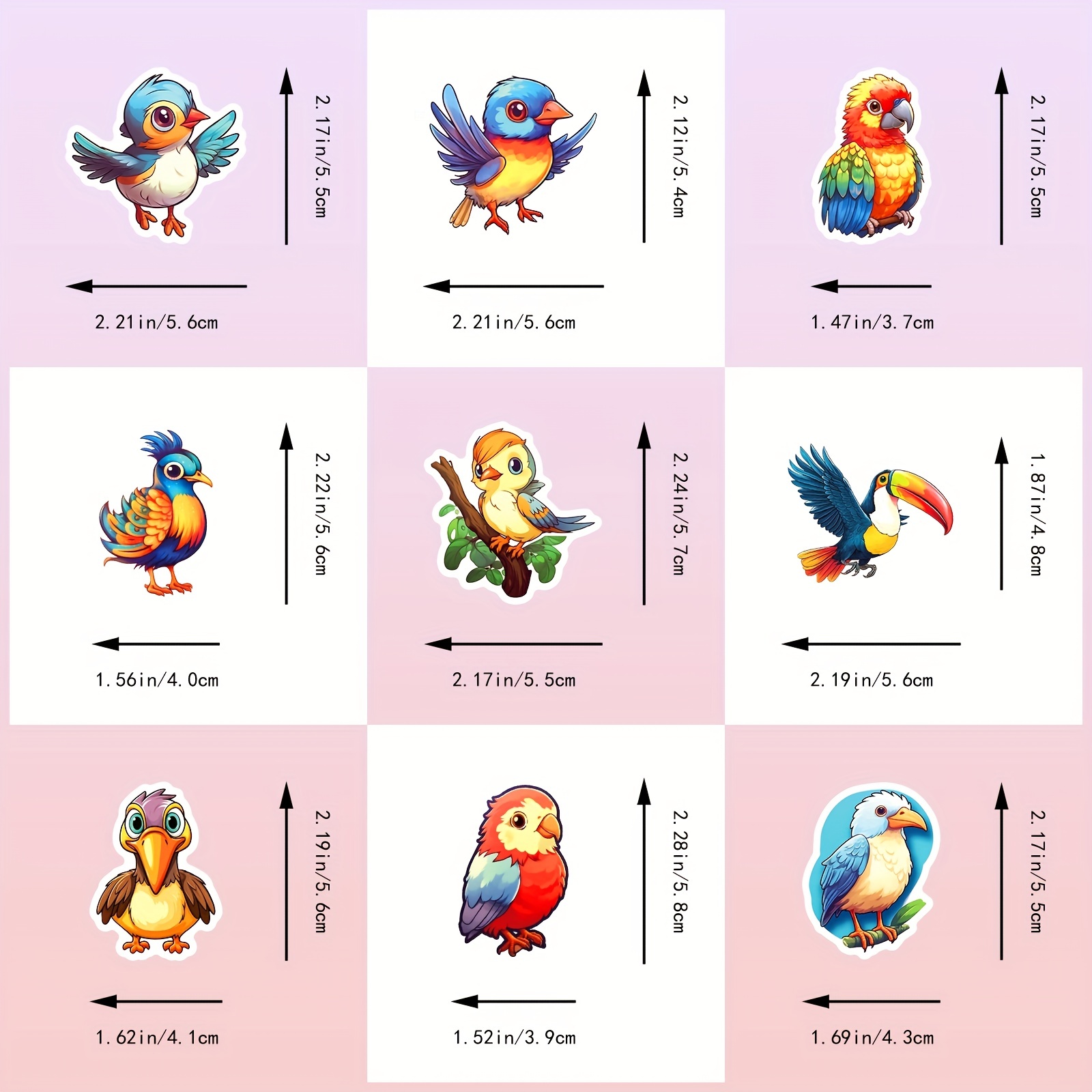 Cute Bird Stickers Waterproof Vinyl Animal Stickers For - Temu