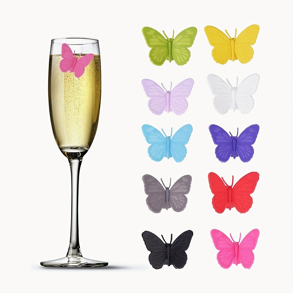 Silicone Wine Glass Markers Set Butterfly Style Glass Charms - Temu