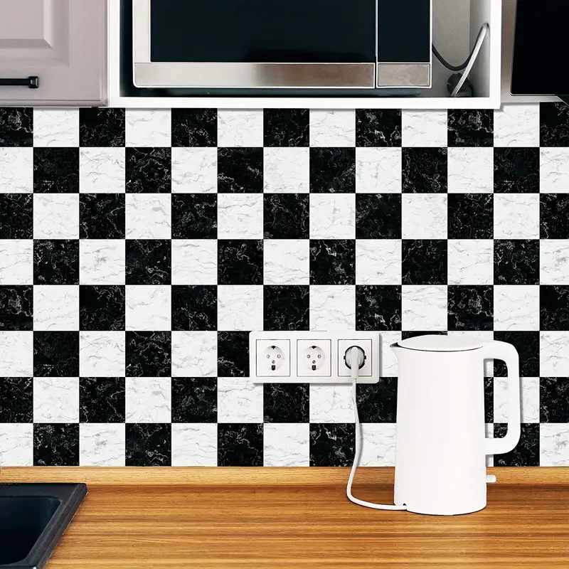 10pcs White Black Self-adhesive Bathroom Kitchen Wall Stair Floor