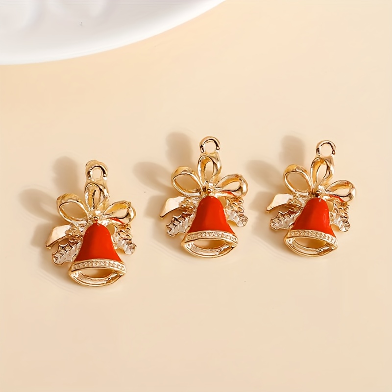 Christmas Enamel Charms Diy Earring Making Kit Jingle Bell - Temu