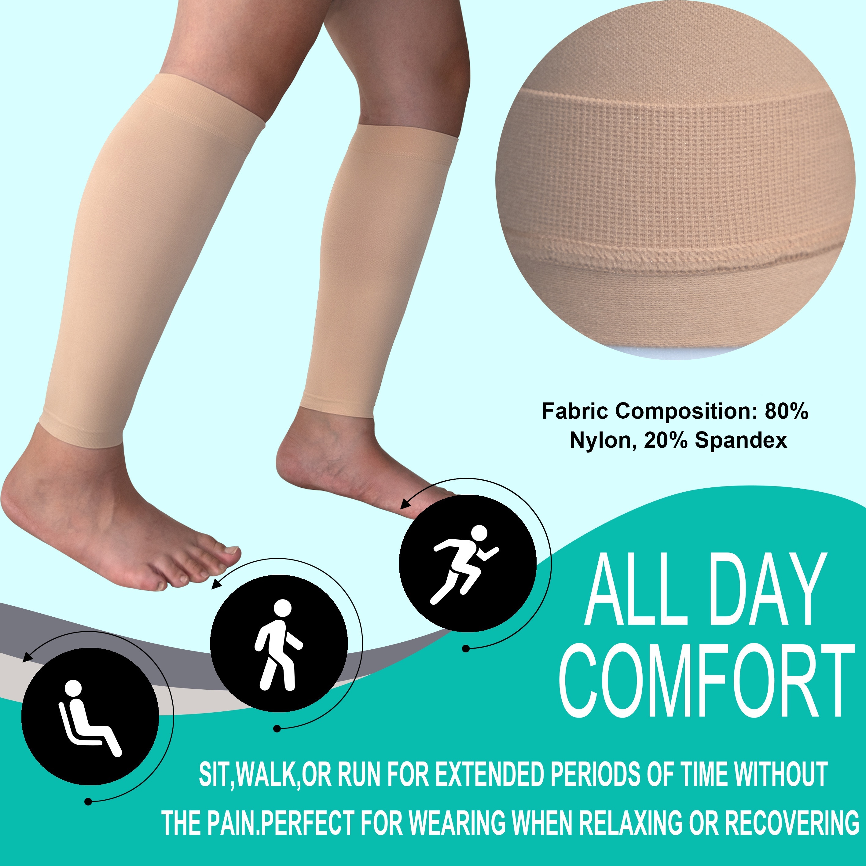 Compression Leg Sleeve Calf Support Medical Sport Plantar