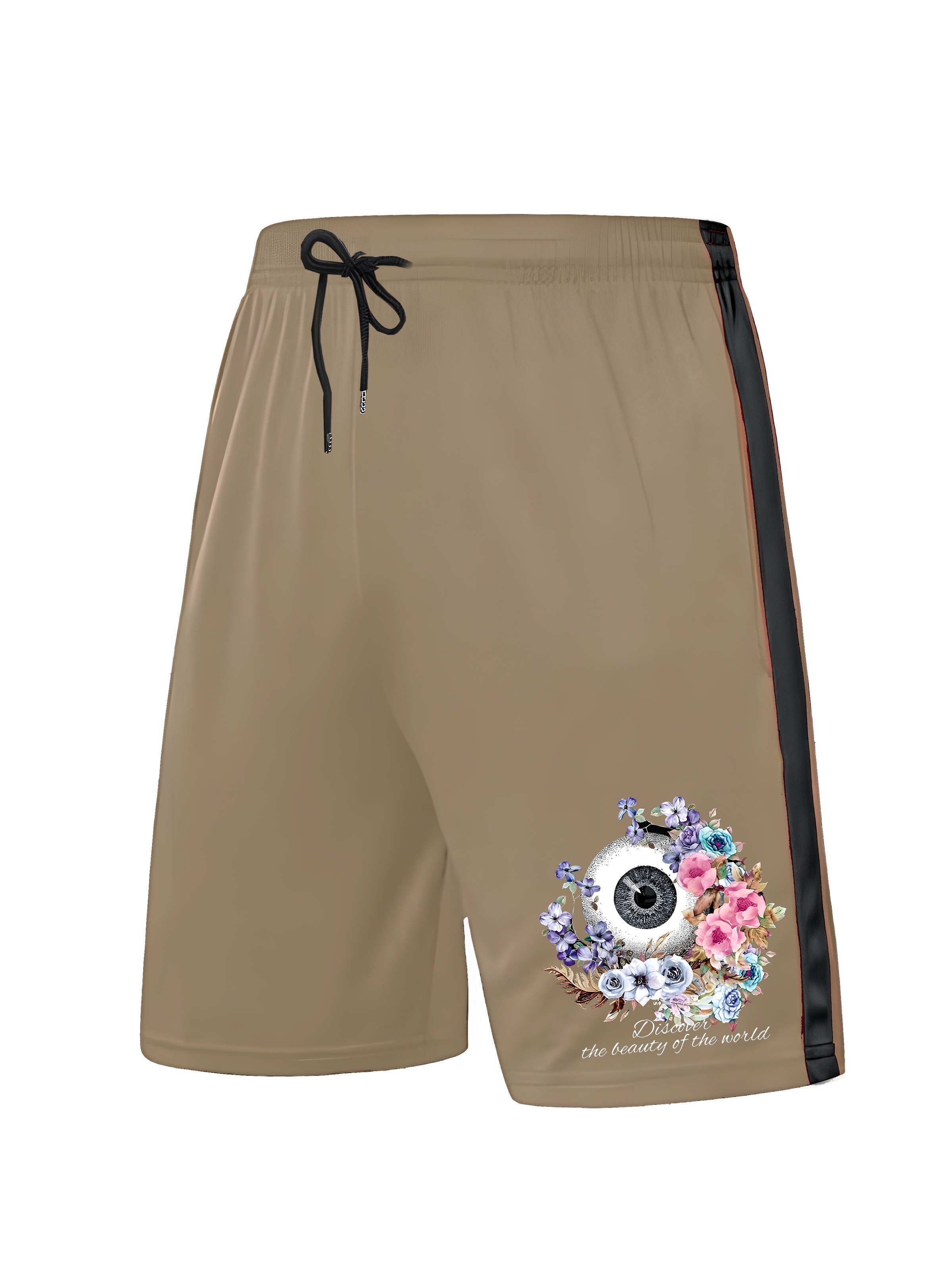 Flower Eye Pattern Print Men's Plus Size Color Block Boxers Shorts