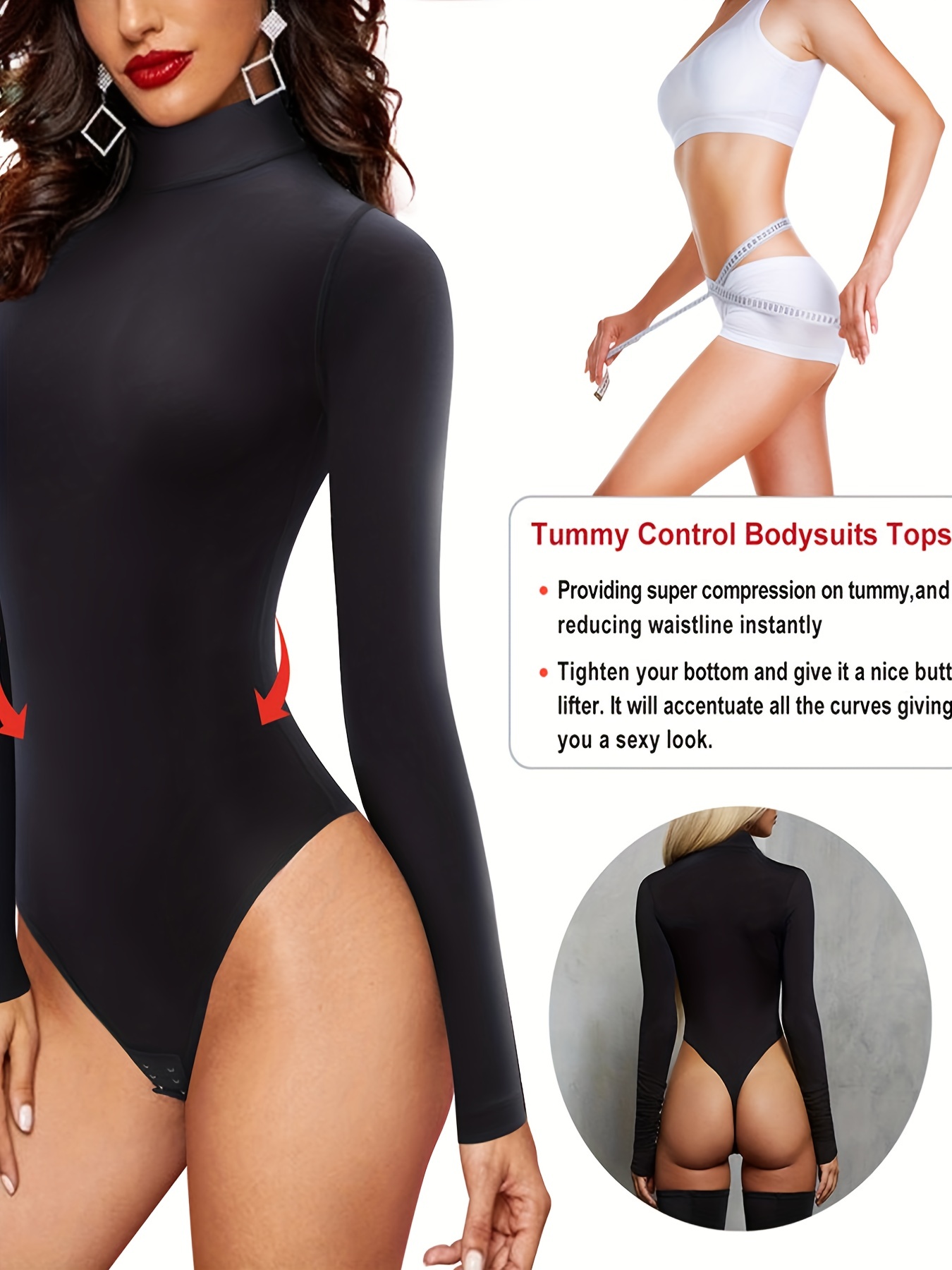 Long Sleeve Women Bodysuit/ Sexy Women's Black Bodysuit/ Top Blouse Bodysuit  