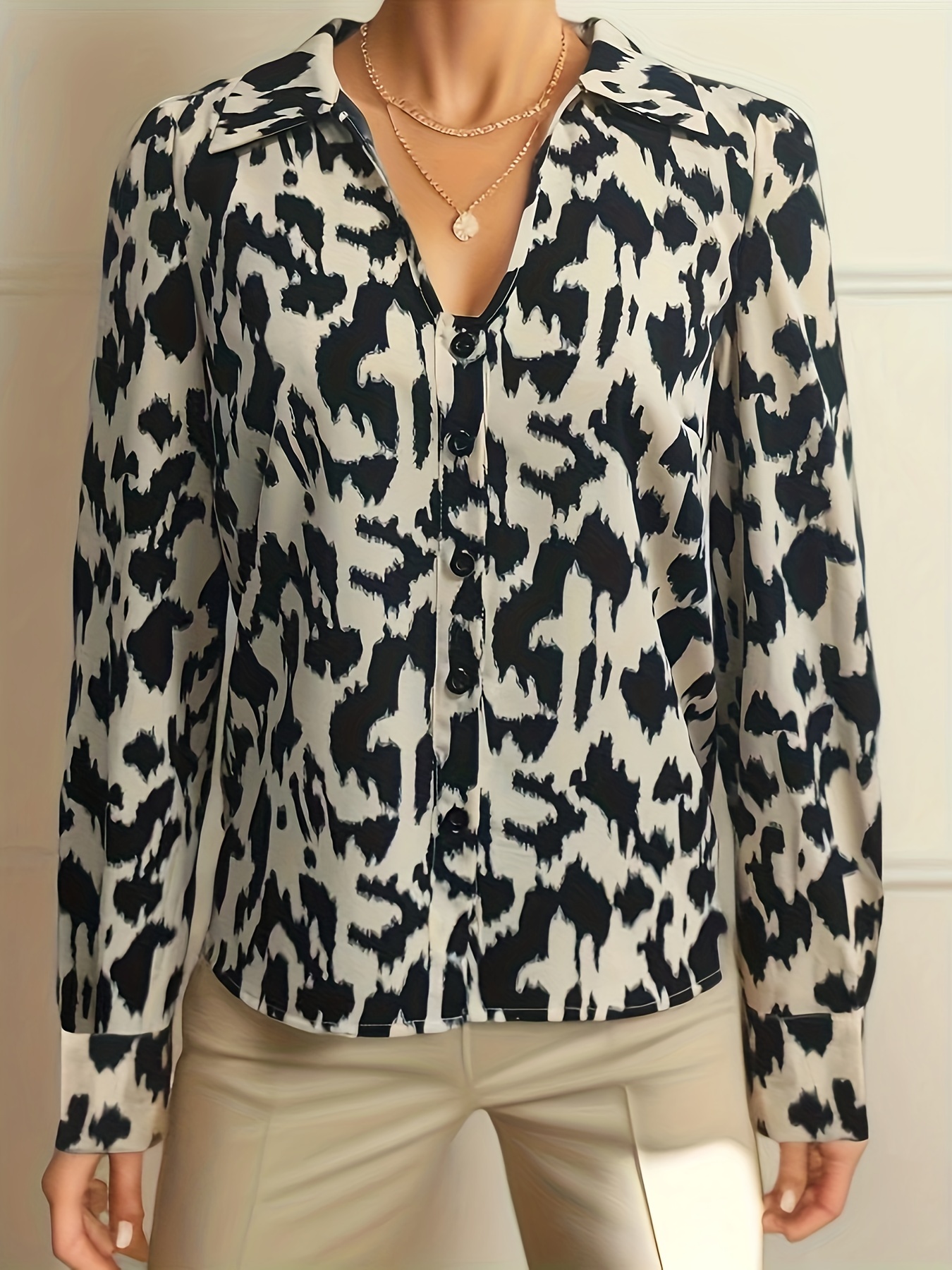  Scyoekwg My Order Placed by me Long Sleeve Shirts for Women  Dressy Casual V Neck Button Down Blouse Fall Leopard Print Regular Fit  Tunic Tops : Sports & Outdoors