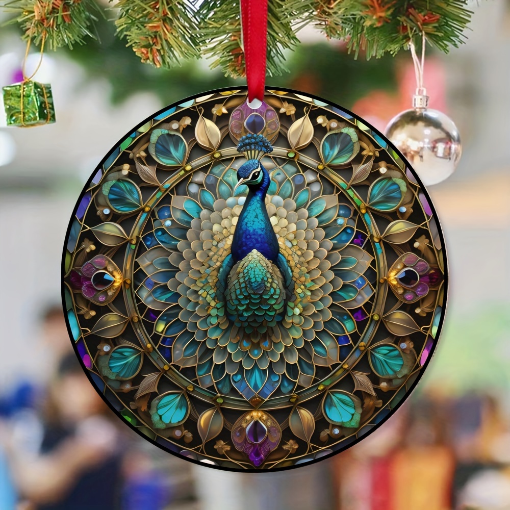 Faux Peacock Ornaments Glitter Blue Peacock Ornaments Artificial Peacock  Decor with Feather Tail and Clip for Christmas Tree (Blue, 2PCS)