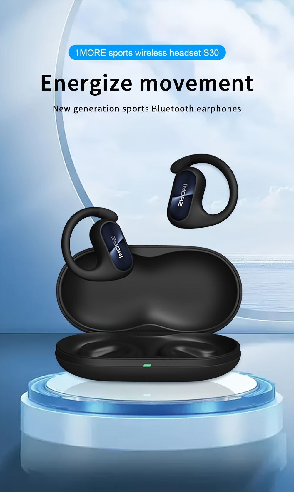 * Fit SE S30 Open Ear Headphones Earbuds, Wireless Headphones Microphones  For Clear Calls, Sports Earbuds Split Design With Earhooks, Waterproof,