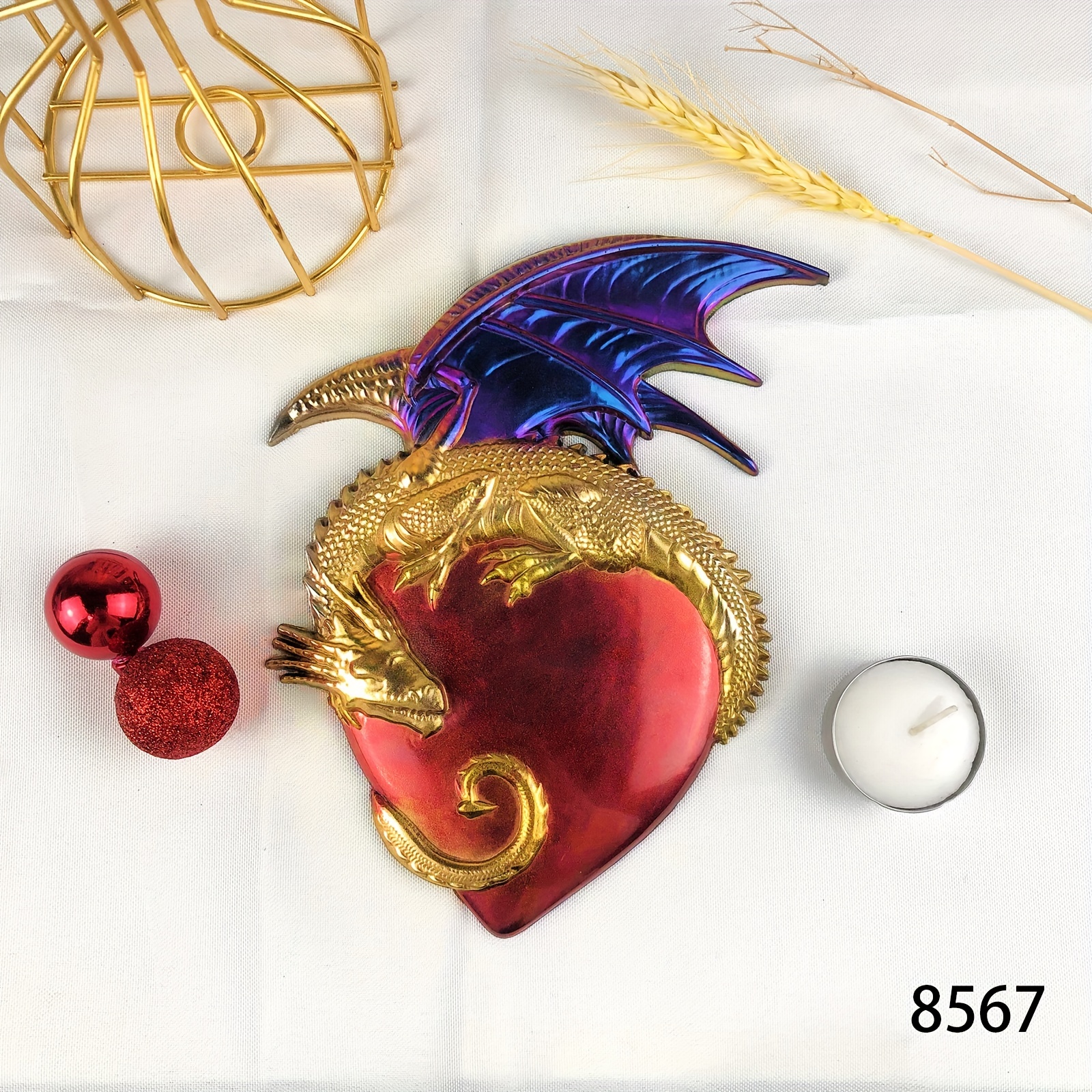 1pc Heart Shaped Dragon Decorative Silicone Mold Diy Lovely Heart Shaped  Dragon Silicone Casting Mold For Desktop Wall Hanging Decoration Silicone  Mol