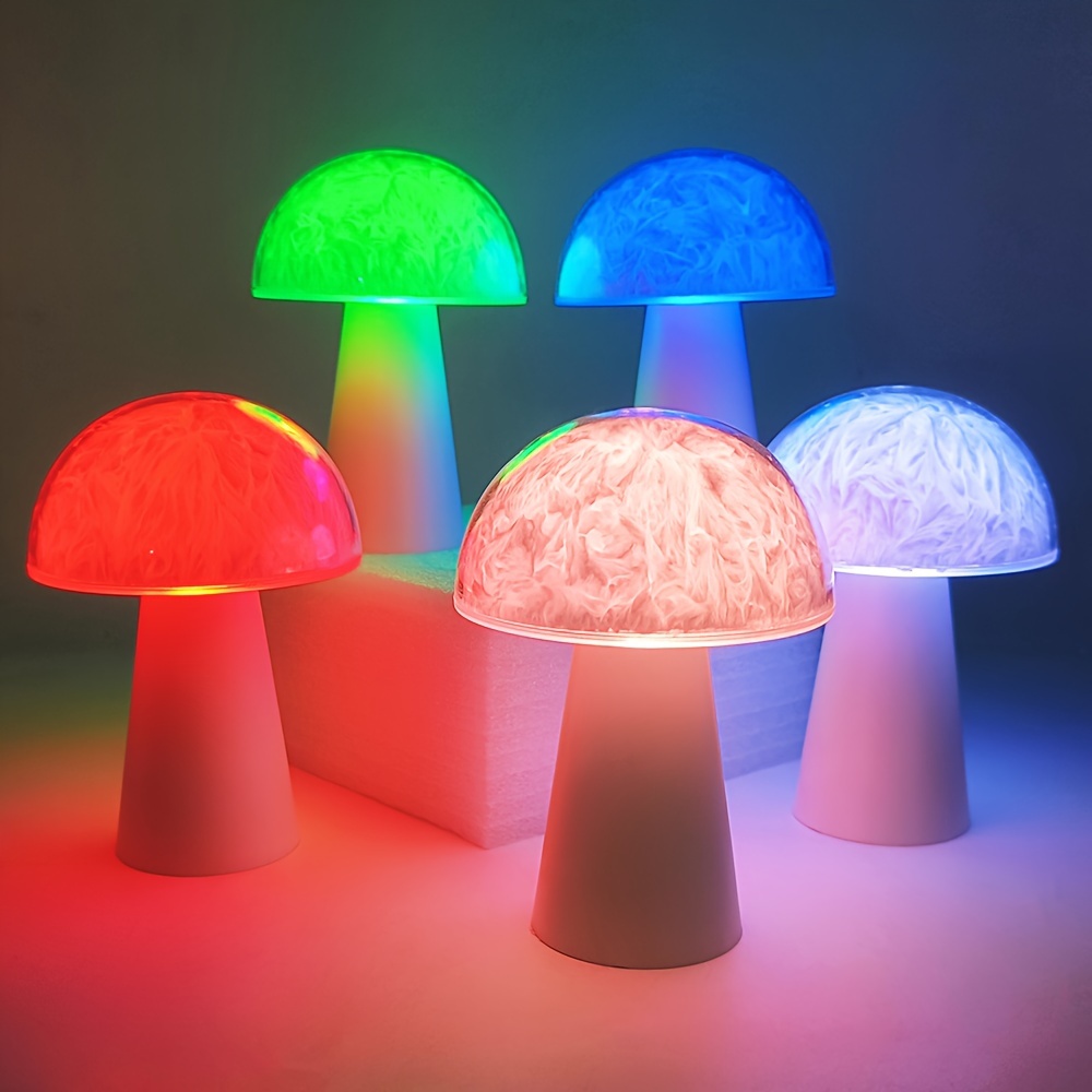 Aesthetic Wooden Mushroom Lamp for Bedroom - Warm LED Mushroom Night Light  Rechargeable Nursery Lamp Portable Bedside Table Nightlight for Camping  Room Decoration 