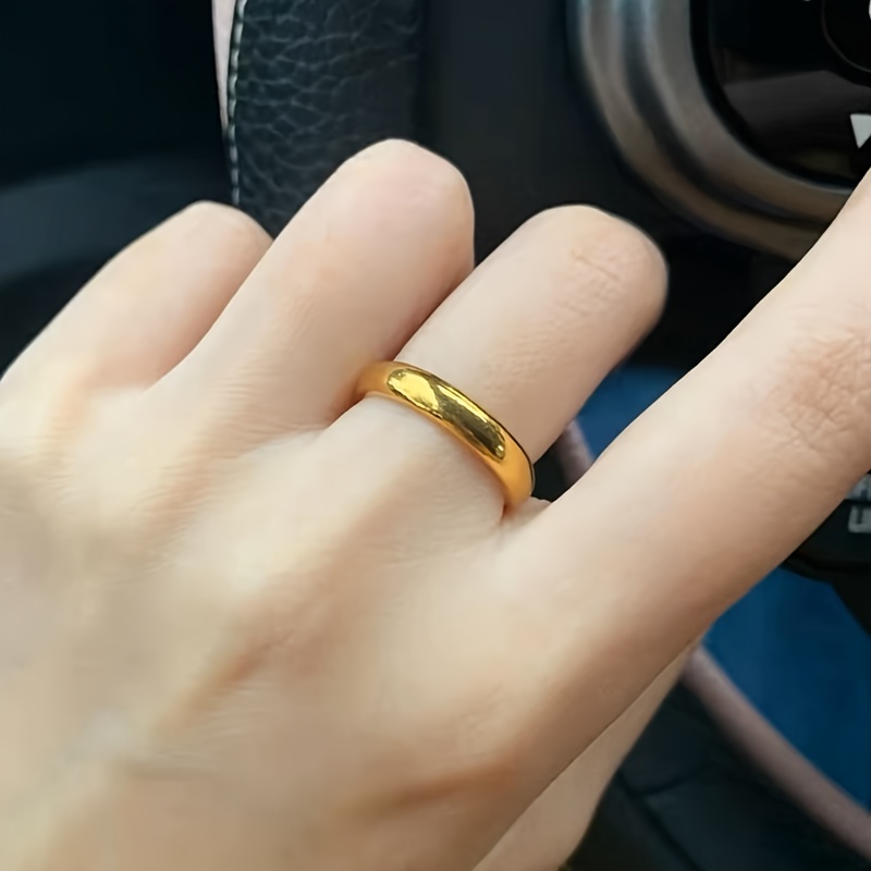 Wide Glossy Circle Ring Titanium Steel Pair Ring
