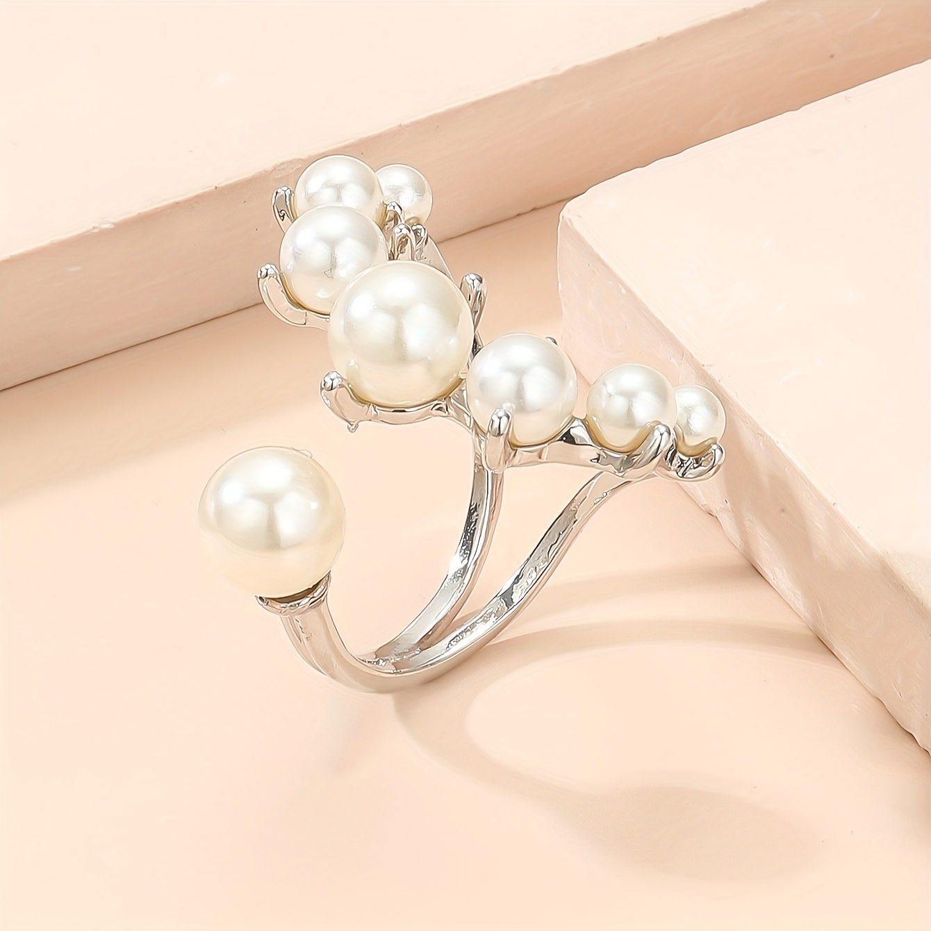 French Romantic Ring with Spherical Stone, Adjustable, Party Accessory