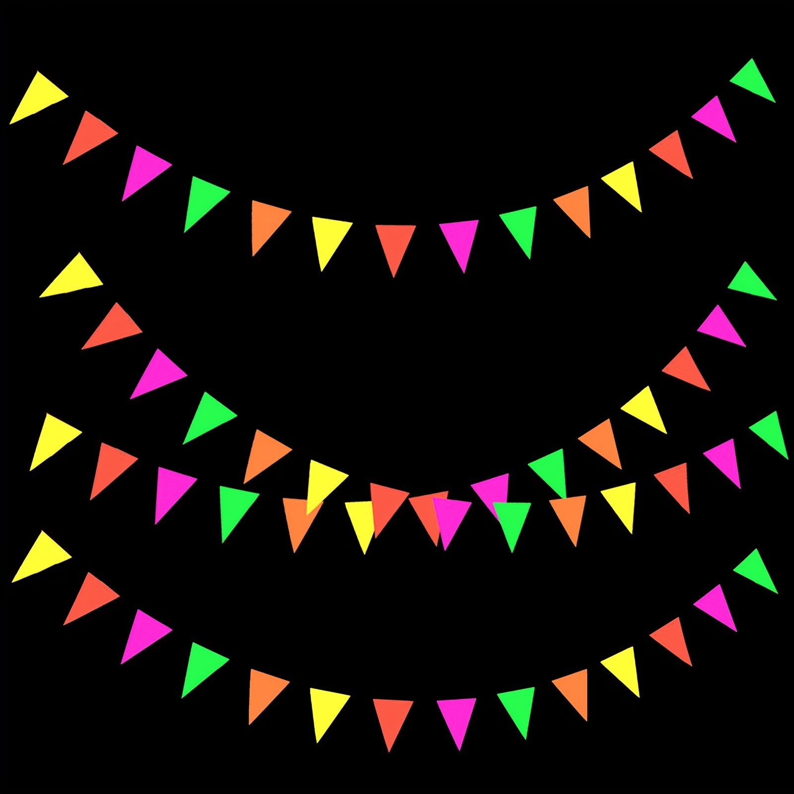 Uv Neon Paper Glow Pennant Banner Flags Hanging Decorations - Temu
