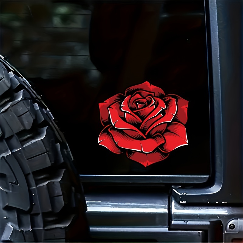 Red rose deals car decal