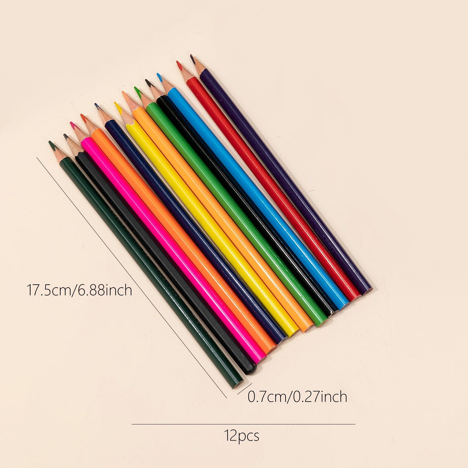 Crayons De Couleur, Ensemble De 12 Couleurs Vibrantes, Fournitures