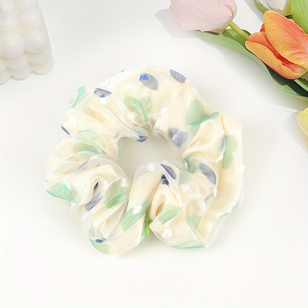4Pcs Tulle Satin Hair Scrunchies Soft Ponytail Holder