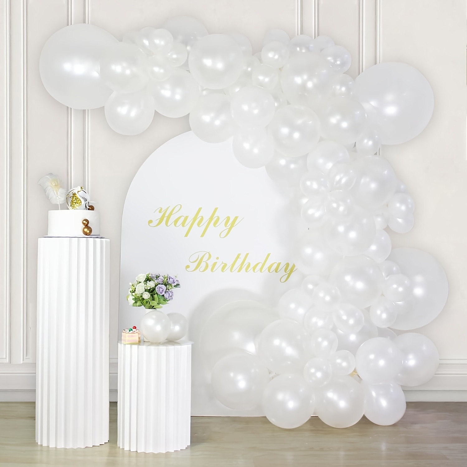 Pearl White Balloon Garland Double Stuffed Pearl White Beige Balloons  18/12/10/5 Inch Different Sizes for Baby Shower Birthday Wedding Bridal  Shower