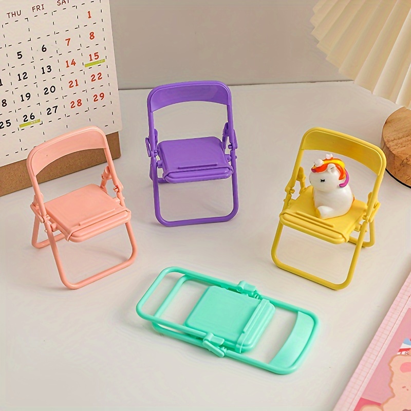 Cute Mini Chair Phone Holder, Card Display Wooden Stand for Desk