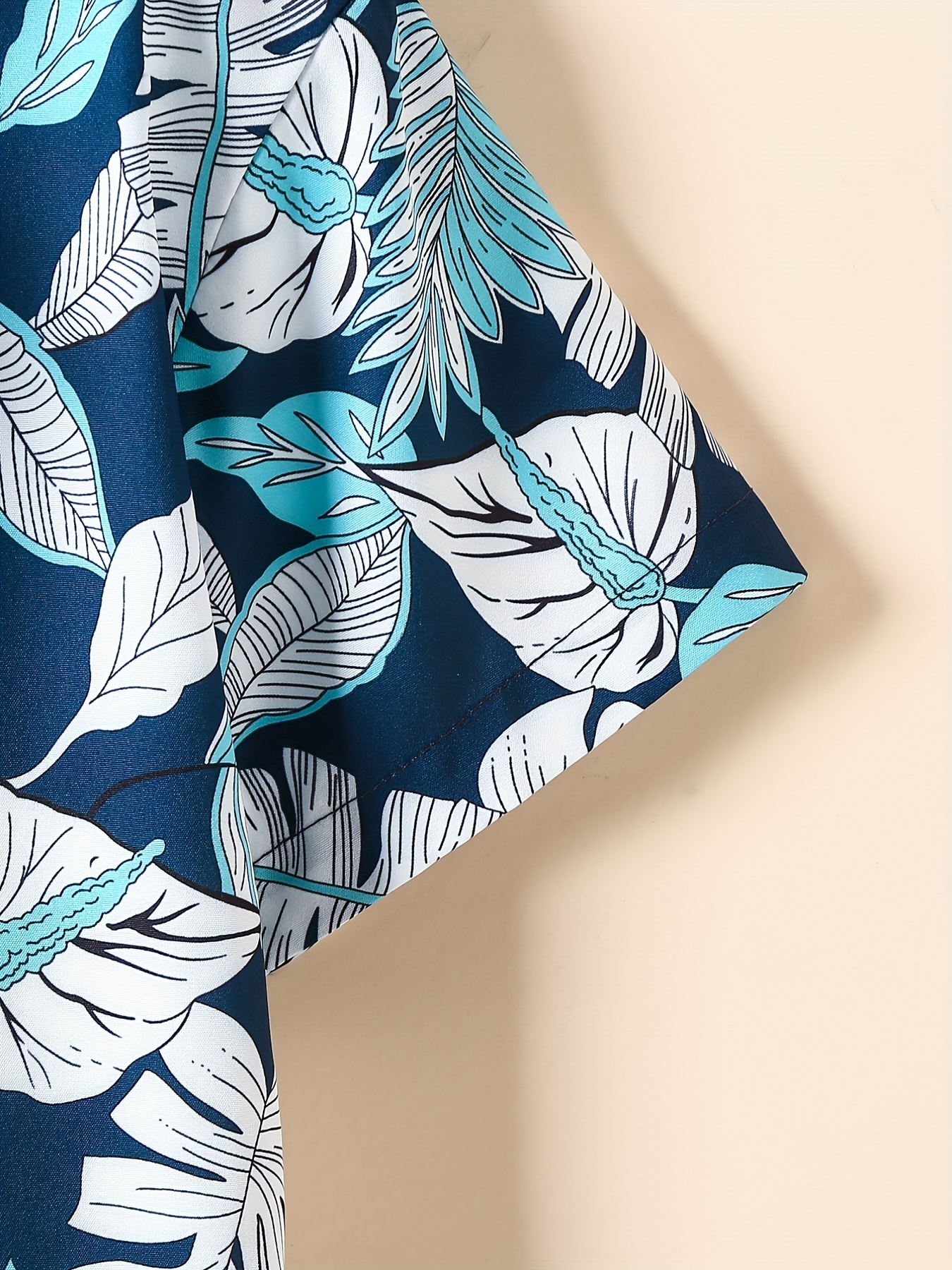 Boys Leaf Print Short Sleeves Shirt For Vacation Beach Kids Summer Clothes