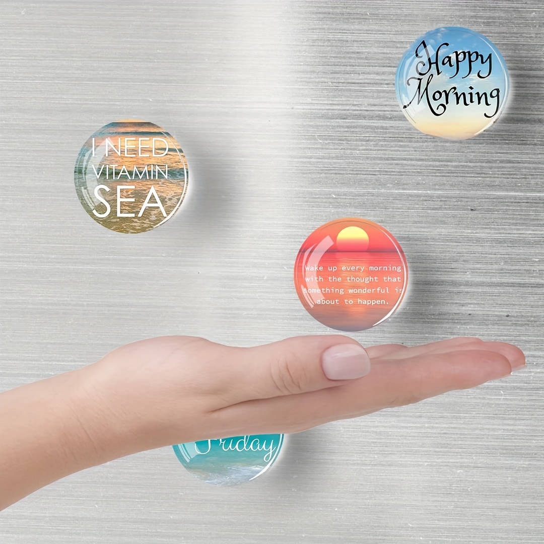 12pcs Glass Magnetic Refrigerator Magnet Fridge Sticker Motivational Decoration