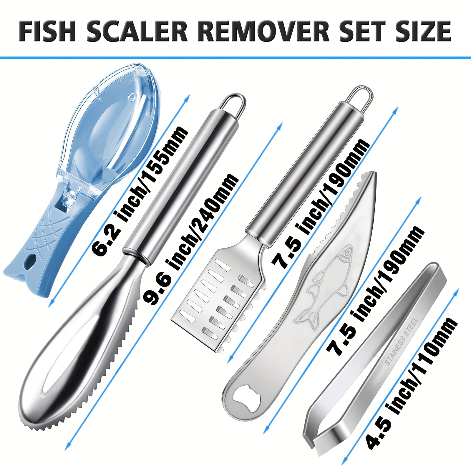 Fish Scaler Remover Set Fish Scales Tools Stainless Steel - Temu