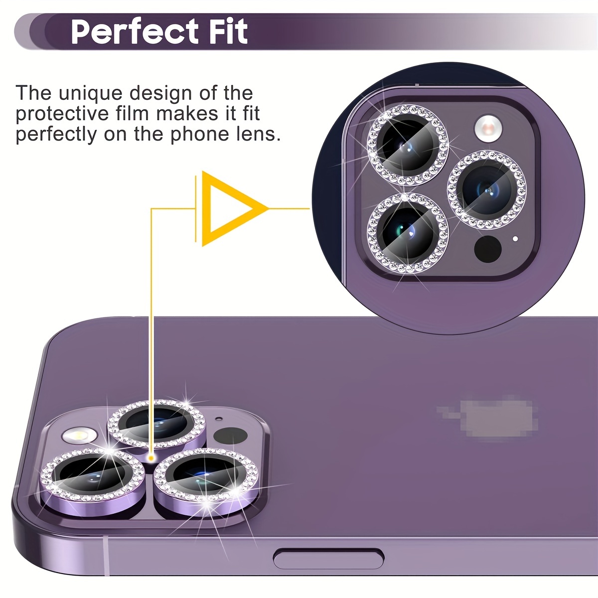 Tensea Protector de lente de cámara para iPhone 13 Pro /13 Pro Max,  protector de pantalla de vidrio templado 9H, anillo individual de metal  para