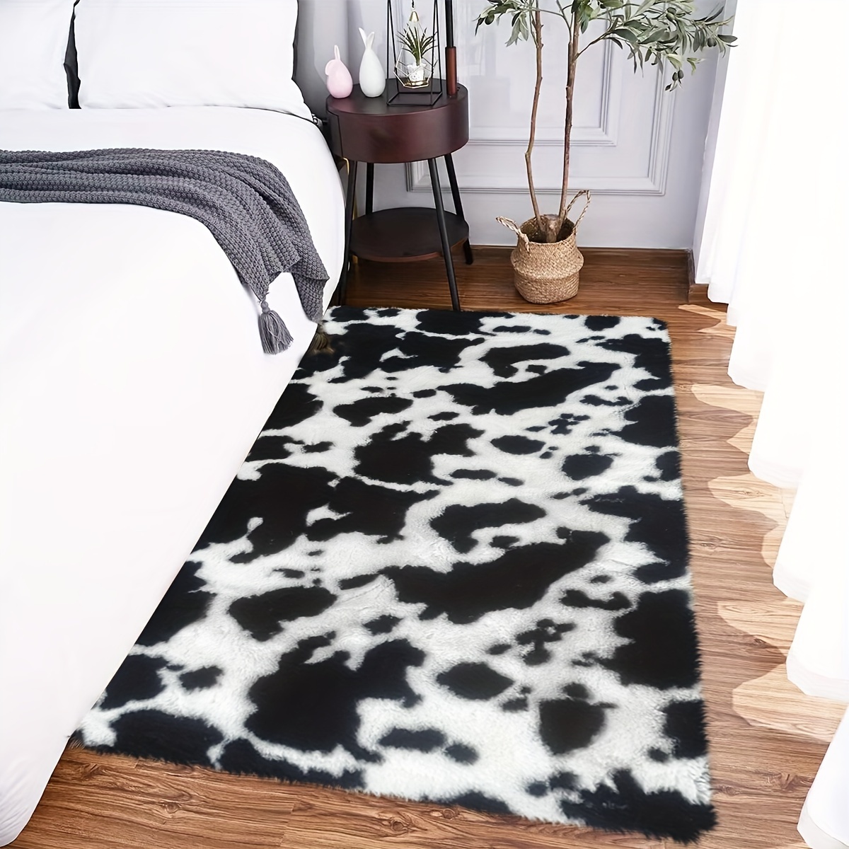 Cow Print Area Rug Faux Cowhide Area Carpet Animal Print Mat - Temu