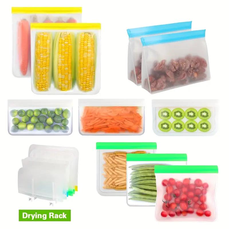 1pc Storage Bags 8x6 1x2 Reusable Food Storage Bag Food Freezer Sealed Leak  Proof Bags For